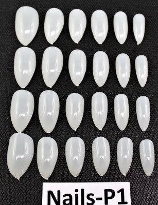 

Ear Lobe & Accessories 20 pcs White Almond shaped Full Nails (Nail No;P1) white(Pack of 20)