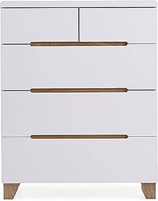 Urban Ladder Oslo Chest Of Five Drawers Engineered Wood Free Standing Chest of Drawers  (Finish Color - White, Door Type- Framed Sliding, Knock Down)