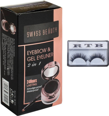 RTB Eyebrow and Gel Eyeliner 7 g (black) with false eyelash(Set of 2)