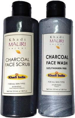 Khadi Mauri Charcoal face scrub & charcoal face wash combo(Set of 2)
