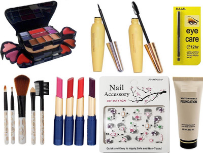 

Prakritee 3746 Makeup Kit+4Pcs Lipstick+5Pcs Makeup Brush+Foundation+Eyecare Kajal+ Eyeliner Mascare+Nail Accessory(Set Of-11)(Set of 11)