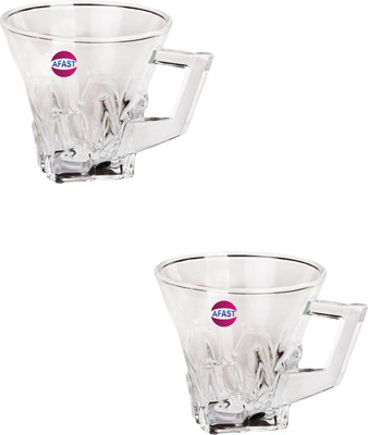 AFAST Pack of 2 Glass New Design & Style Glass Tea Cup Set Of 2-Cp33(Clear, Cup Set)