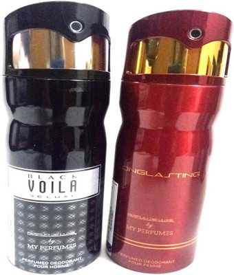 

PARFUMDELUXE BLACK VOILA DELUXE AND LONGLASTING Deodorant Spray - For Men & Women(400 ml, Pack of 2)
