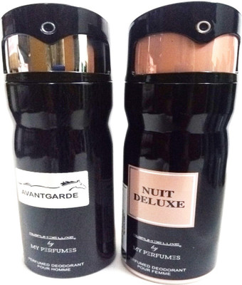 

PARFUMDELUXE AVANATGARDE AND NUIT DELUXE Deodorant Spray - For Men & Women(400 ml, Pack of 2)