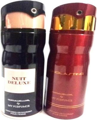 

PARFUMDELUXE NUIT DELUXE AND LONGLASTING Deodorant Spray - For Women(400 ml, Pack of 2)