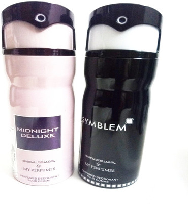 PARFUMDELUXE MIDNIGHT DELUXE AND SYMBLEM Deodorant Spray - For Men & Women(400 ml, Pack of 2)
