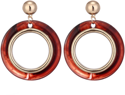 YELLOW CHIMES Latest Stylish Circular Disks Gold Plated Drop Earrings Resin Drops & Danglers