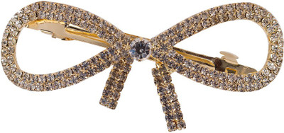 

Golden Peacock Bow Shaped Embellished French Barette Clip For Women Hair Pin(Gold)