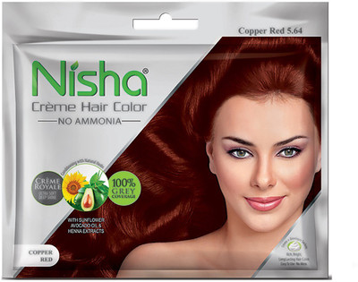 

Nisha No Ammonia Permanent Creme Hair Colour with Sunflower Avocado Oil and Henna Extracts Hair Color(Copper Red 5.64)