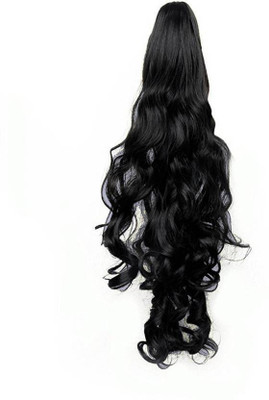 

CRIBE Synthetic Curly Ponytail With Attached Clip Black Color-20 inches Hair Extension