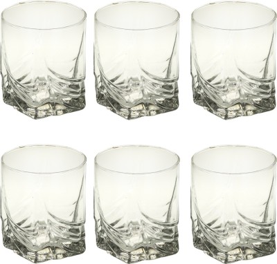 1st Time (Pack of 6) Multipurpose Designer Look Transparant Glass Set Of Four No_SK52 Glass Set Whisky Glass(330 ml, Glass, Clear)