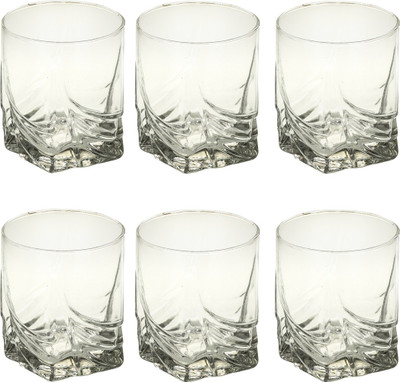 Somil (Pack of 6) Multipurpose Designer Look Transparant Glass Set Of Four No_SK52 Glass Set Whisky Glass(330 ml, Glass, Clear)