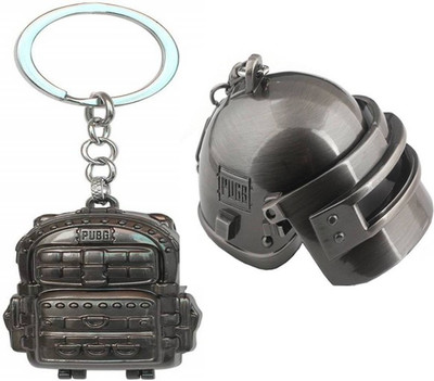 MGP FASHION Popular Games PUBG PlayerUnknown's Battlegrounds Helmet With Backpack Bag Full Metal Party Gift Girl Boy Friend Keyring Combo Key Chain
