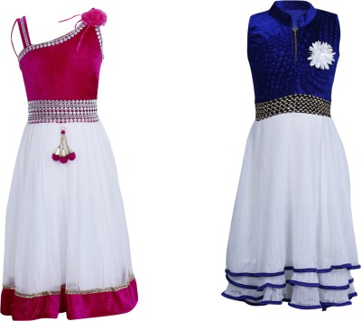 Crazeis Girls Maxi/Full Length Casual Dress(Pink, Sleeveless)