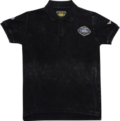 Gini Jony Boys Solid Cotton Blend T ShirtBlack Pack of 1