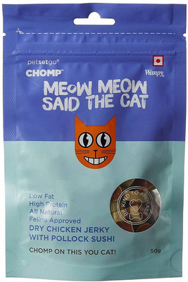 

CHOMP Dry Jerky Chicken with Pollock Sushi, 50g (Pack of 6) Cat Treat(50 g, Pack of 6)