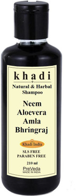 

PreVeda Khadi Neem Aloevera Amla Bhringraj Shampoo Natural & Herbal Best Anti Hair Fall Shampoo/Cleanser Sls & Paraben Free(210 ml)