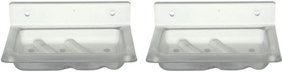 Epraiser ABS Unbreakable EZ-137 Square Single Soap Dish( Pack of 2)(Clear, White)