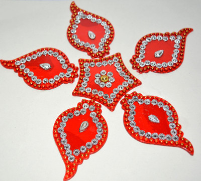 ONRR Collections 15.24 cm rangoli sticker red pack of 1 Self Adhesive Sticker(Pack of 2)