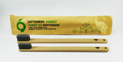 

Being Trendy Wheat straw totohbrush 100% biodegridable charcoal in fused bristles Soft Toothbrush(Pack of 2)