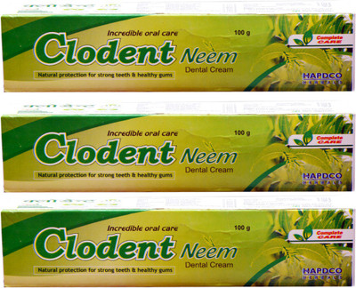

HAPDCO CLODENT NEEM DENTAL CREAM-NATURAL PROTECTION FOR STRONG TEETH & NATURAL GUMS(PACK OF 3) Toothpaste(300 g, Pack of 3)