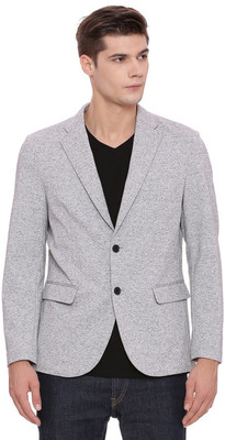BASICS Self Design Single Breasted Casual Men Blazer(Grey)