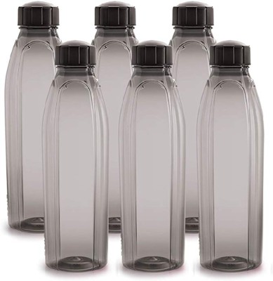 cello Crystal PET Bottle Set, 1 Litre, Set of 6, Black 1000 ml Bottle(Pack of 6, Multicolor, Plastic)
