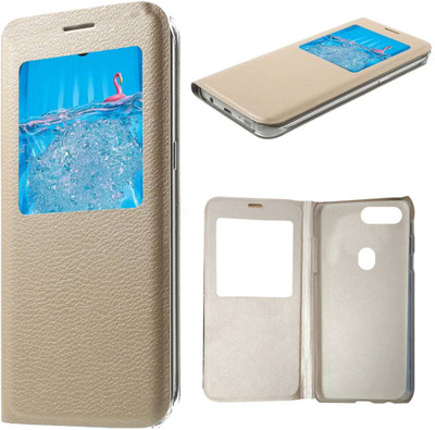 CASE CREATION Flip Cover for OPPO F9 Pro(Gold, Dual Protection, Pack of: 1)