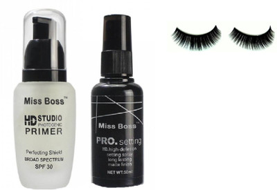 

Miss Boss eyelashes and HD STUDIO PROFESSIONAL PREP+SET MAKEUP COMBO (1 PRIMER 1 FIXER) (Set of 2) Primer - 100 ml combo(Set of 3)