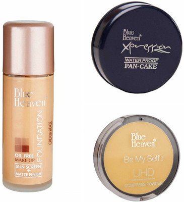 

Blue Heaven FOUNDATION OIL FREE,COMPACT UHD ,PAN CAKE(Set of 3)