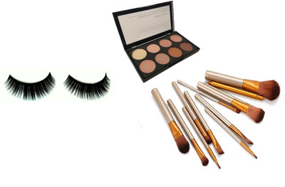 

Miss Boss eyelashes, kn concealer pallete and nk 12 pieces of brush combo(Set of 3)