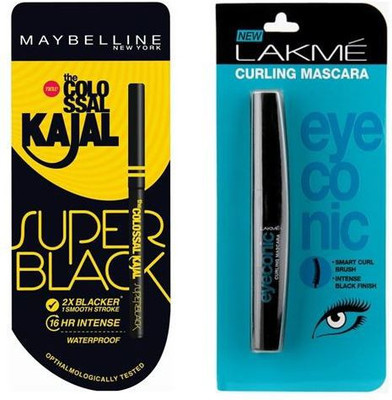 

Maybelline Colossal Kajal and Eyeconic Curling Mascara COMBO(Set of 2)