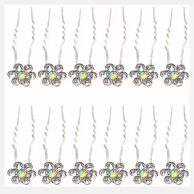 

GadinFashion Set of 12 Hair Accessories stone Silver color Juda Pins For Bun Decoration For Women And Girls Back Pin(Silver)