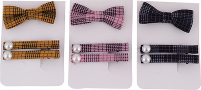 

CRYA CHECK HAIR CLIP AND BAND SET 3 PCS( PINK BLACK YELLOW) Hair Band(Multicolor)