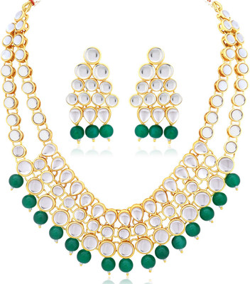 Sukkhi Alloy Gold-plated Green, White Jewellery Set(Pack of 1)