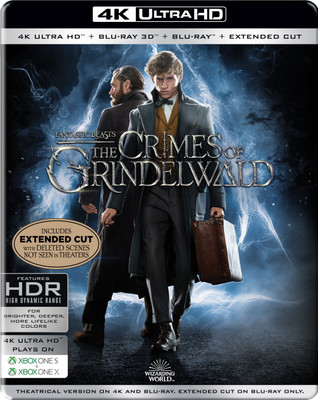 

Fantastic Beasts: The Crimes of Grindelwald (Steelbook) (4K UHD + Blu-ray 3D + Blu-ray + Extended Cut) (4-Disc Box Set)(4K(UHD) Blu-ray English)