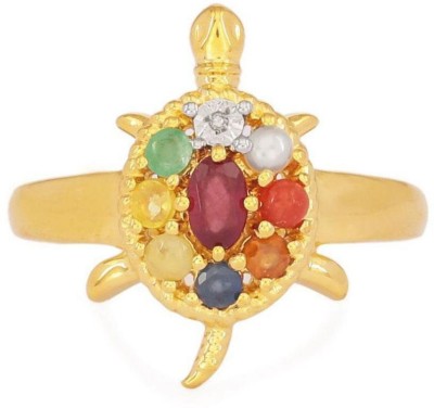 Jaipur Gemstone Navratan Ring Navgrah With Natural Navratan Stone Stone Crystal Gold Plated Ring