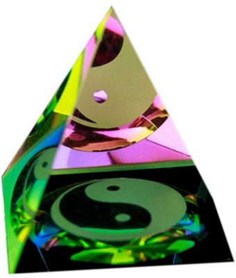 Vashoppee Vastu / Feng Shui / Ying Yang Crystal Pyramid For Good Luck & Prosperity Decorative Showpiece  -  5 cm(Crystal, Multicolor)