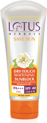 

Lotus Herbals Safe Sun Dry-Touch Whitening Sunblock - SPF 40 PA+++(100 g)