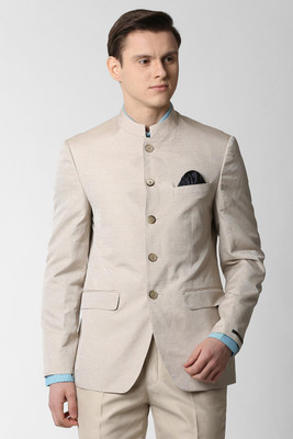 PETER ENGLAND Self Design Single Breasted Casual Men Blazer(Beige)