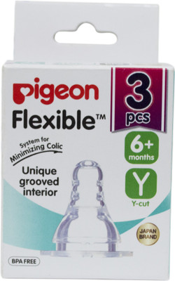 Pigeon PERISTALTIC NIPPLE Y SIZE Variable Flow Nipple(Pack of 3 Nipples)