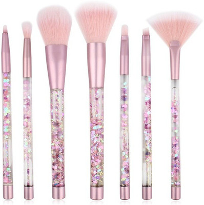 

ClubComfort 7 Piece Makeup Liquid Glitter Crystal Handle Pink Color Cosmetic Makeup Brush Set(Pack of 7)