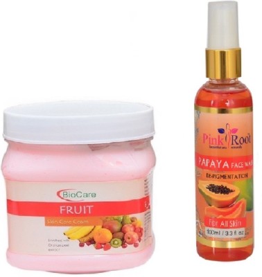 PINKROOT PAPAYA FACE WASH 100ML WITH FRUIT CREAM 500GM(2 Items in the set)