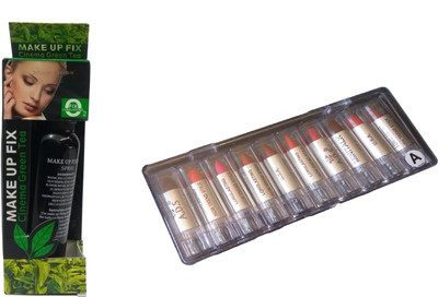 

Miss Boss set of 10 balm, matte,longlasting lipstick, kb Cinema Green Tea Makeup Fixer Primer - 80 ml combo(Set of 2)