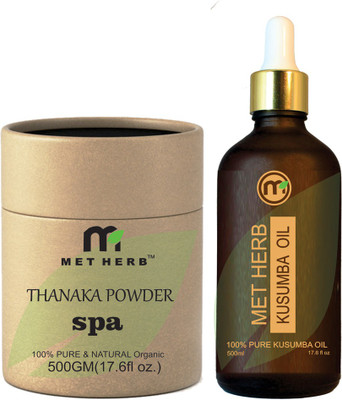 

METHERB permanent hair removal thanaka powder 200gm & kusumba oil 400ml by Eco Friendly Packing(Set of 2)