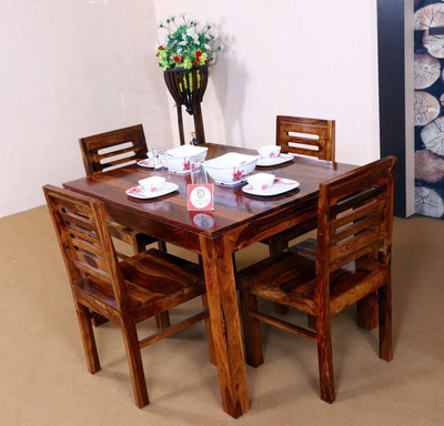 Allie Wood Sheesham Wood Solid Wood 4 Seater Dining Set(Finish Color -Teak Finish, DIY(Do-It-Yourself)) Allie Wood Sheesham Wood Solid Wood 4 Seater Dining Set(Finish Color -Teak Finish, DIY(Do-It-Yourself))