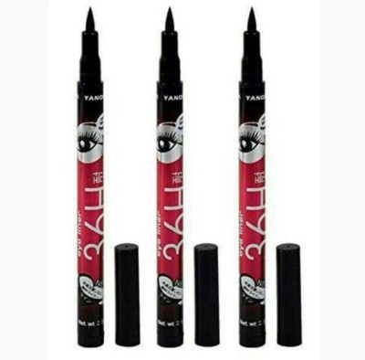 YANQINA 36H Eyeliner 3 waterproof pake of 3 2.5 g 3 ml(balck)