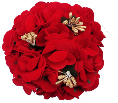 

Shining Angel Artificial Flower Bun Decoration Hair Gajra Accessories Red Yellow for Women And Girls, Pack Of 1 Hair Accessory Set(Red, Gold)