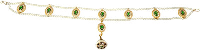 

beauty plus collection RAJPUTI SHEESHFOOL WITH BORLO Hair Chain(Green, Gold)