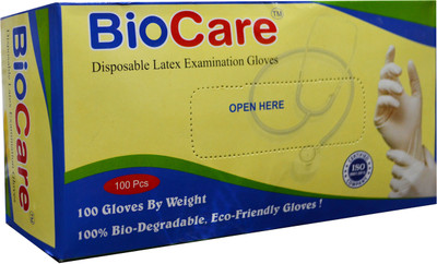 

Biocare Disposable Latex Examination Gloves Box of 100 - Small Latex Examination Gloves(Pack of 100)